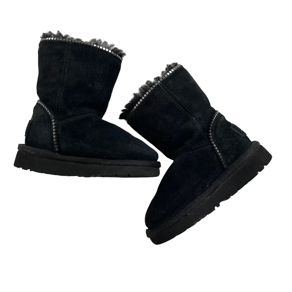 Ugg Florence Black Zipper Winter Snow Boots Baby Girl size 6